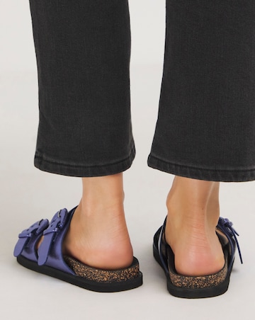 Alisha Leather Double Buckle Footbed Sandals Extra Wide EEE Fit