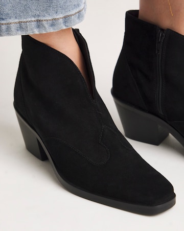 Alma Suede V Cut Western Ankle Boots Standard D Fit
