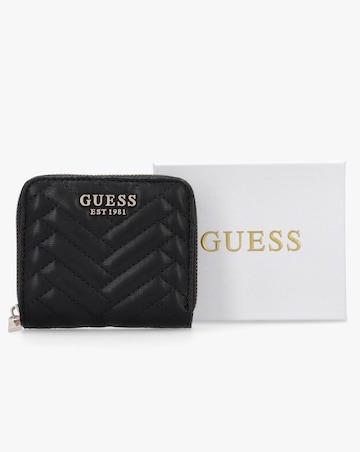 Guess Anning Quilted Black Zip Around Wallet