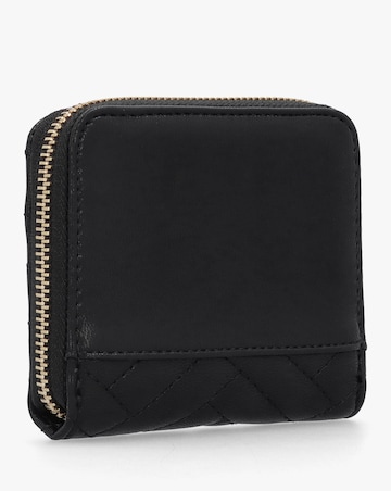 Guess Anning Quilted Black Zip Around Wallet