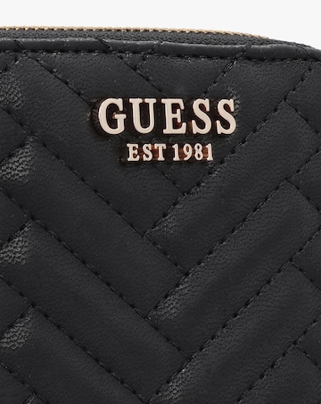 Guess Anning Quilted Black Zip Around Wallet