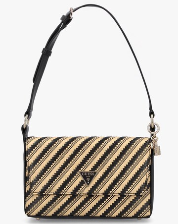Guess Simona Woven Black Shoulder Bag