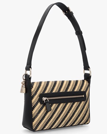Guess Simona Woven Black Shoulder Bag