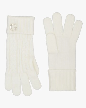 Guess Cream Knitted G Logo Gloves