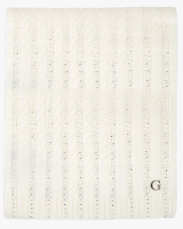 Guess Cream Knitted Logo Diamante Scarf