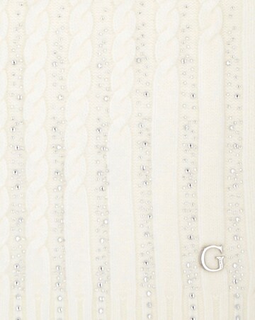 Guess Cream Knitted Logo Diamante Scarf