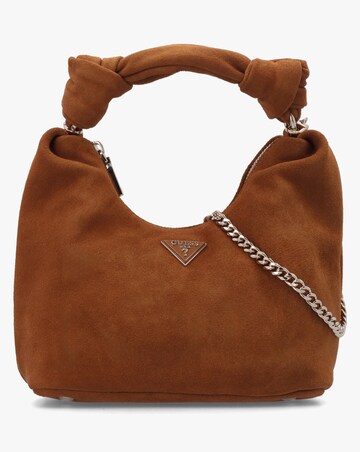 Guess Isotta Small Cognac Suede Hobo Bag