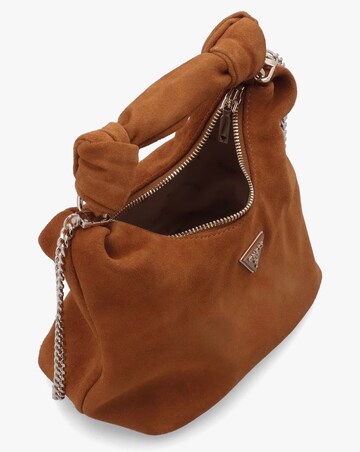 Guess Isotta Small Cognac Suede Hobo Bag