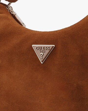 Guess Isotta Small Cognac Suede Hobo Bag