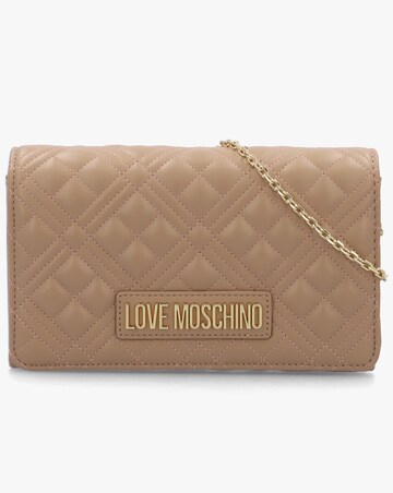 Love Moschino Diamond Quilt Flapover Beige Cross-Body Bag
