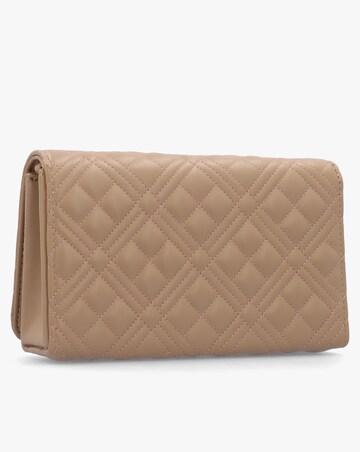 Love Moschino Diamond Quilt Flapover Beige Cross-Body Bag