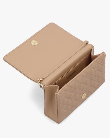 Love Moschino Diamond Quilt Flapover Beige Cross-Body Bag