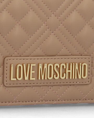Love Moschino Diamond Quilt Flapover Beige Cross-Body Bag