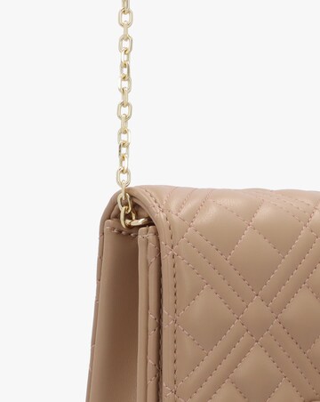 Love Moschino Diamond Quilt Flapover Beige Cross-Body Bag