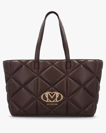 Love Moschino Heart Logo Quilted Pillow Chocolate Shopper Bag
