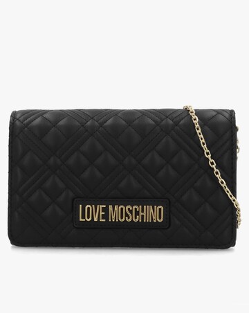 Love Moschino Diamond Quilt Flapover Black Cross-Body Bag