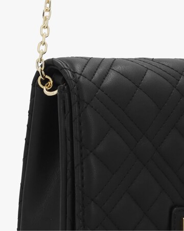 Love Moschino Diamond Quilt Flapover Black Cross-Body Bag