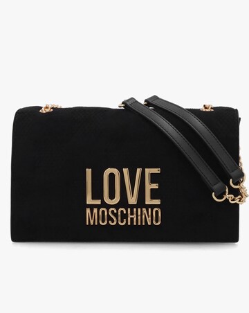 Love Moschino Checkerboard Chain Black Shoulder Bag