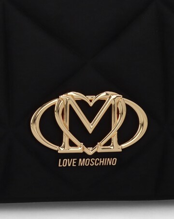 Love Moschino Heart Logo Quilted Pillow Velour Black Shopper Bag