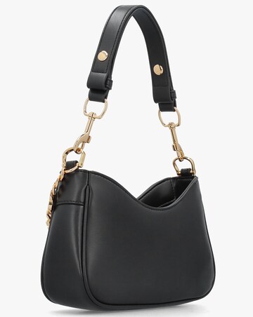 Love Moschino Chain Logo Black Leather Shoulder Bag