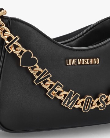 Love Moschino Chain Logo Black Leather Shoulder Bag
