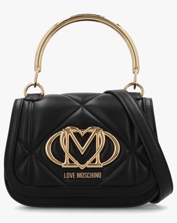 Love Moschino Quilted Black Embossed Top Handle Shoulder Bag