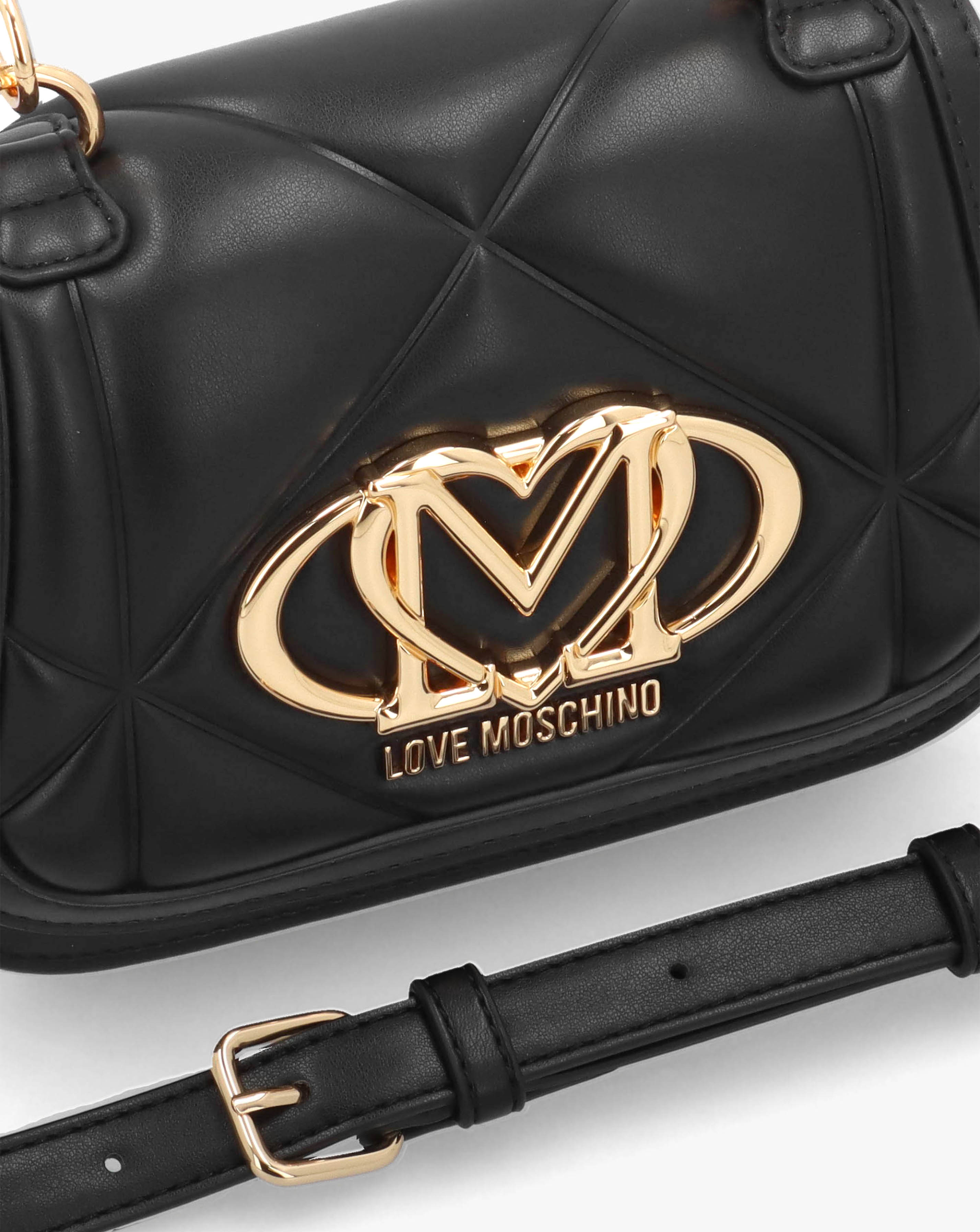 ゆりこ Love Moschino Quilted Black Embossed Top Handle Shoulder Bag | JD