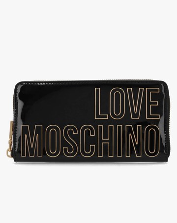 Love Moschino Enameled Logo Black Zip Around Purse