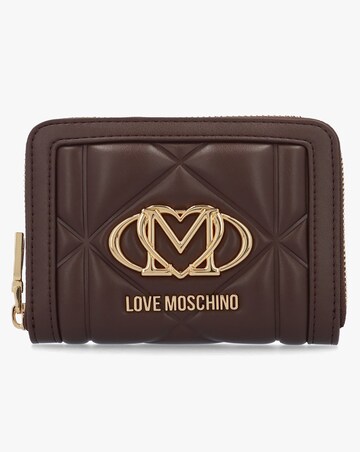 Love Moschino Heart Logo Quilted Pillow  Chocolate Purse