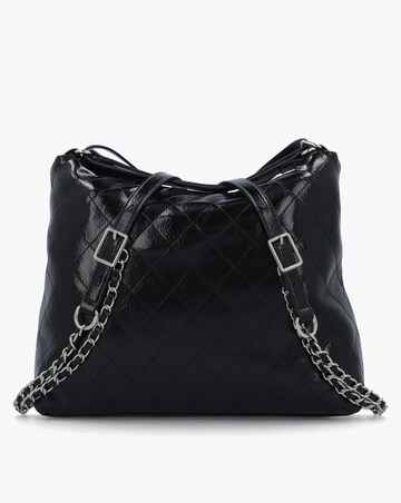 Valentino Bags Wakanda Diamond Quilt Gloss Black Hobo Backpack