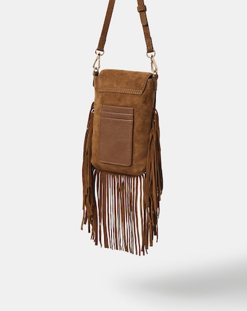 Accessorize Fringe Suede Phone Bag