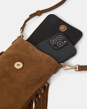 Accessorize Fringe Suede Phone Bag