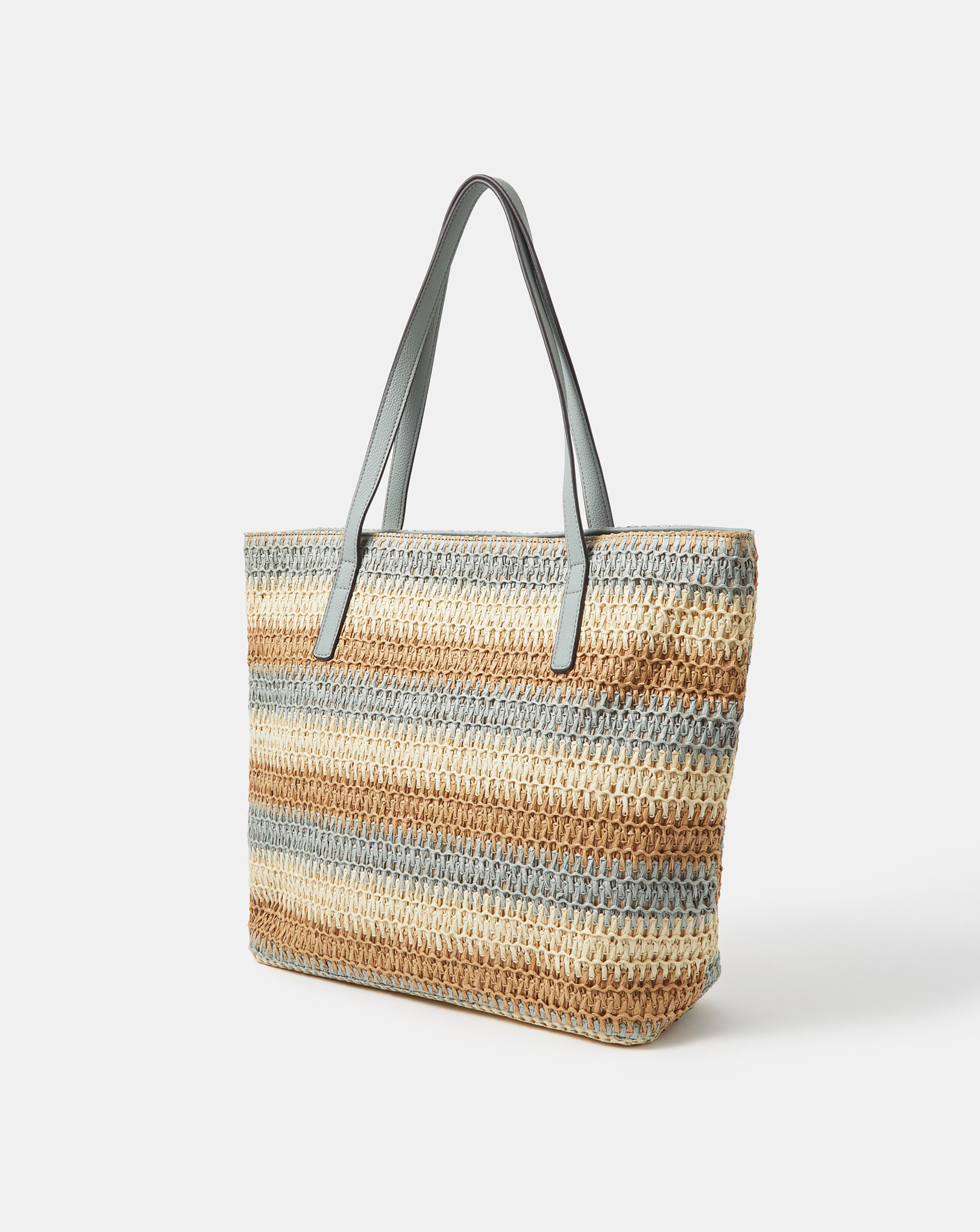 New In - Accessorize Stripe Raffia Shoulder Bag