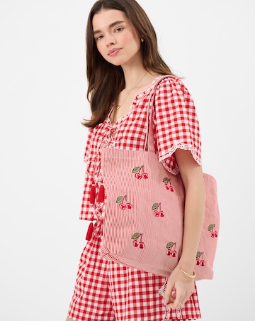 Accessorize Cherry Stripe Shopper Bag