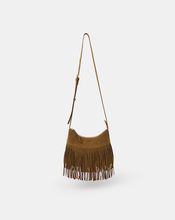 Accessorize Fringe Suede Crossbody Bag