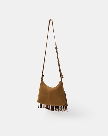 Accessorize Fringe Suede Crossbody Bag