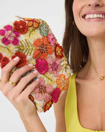 Accessorize Beaded Flower Clutch Bag