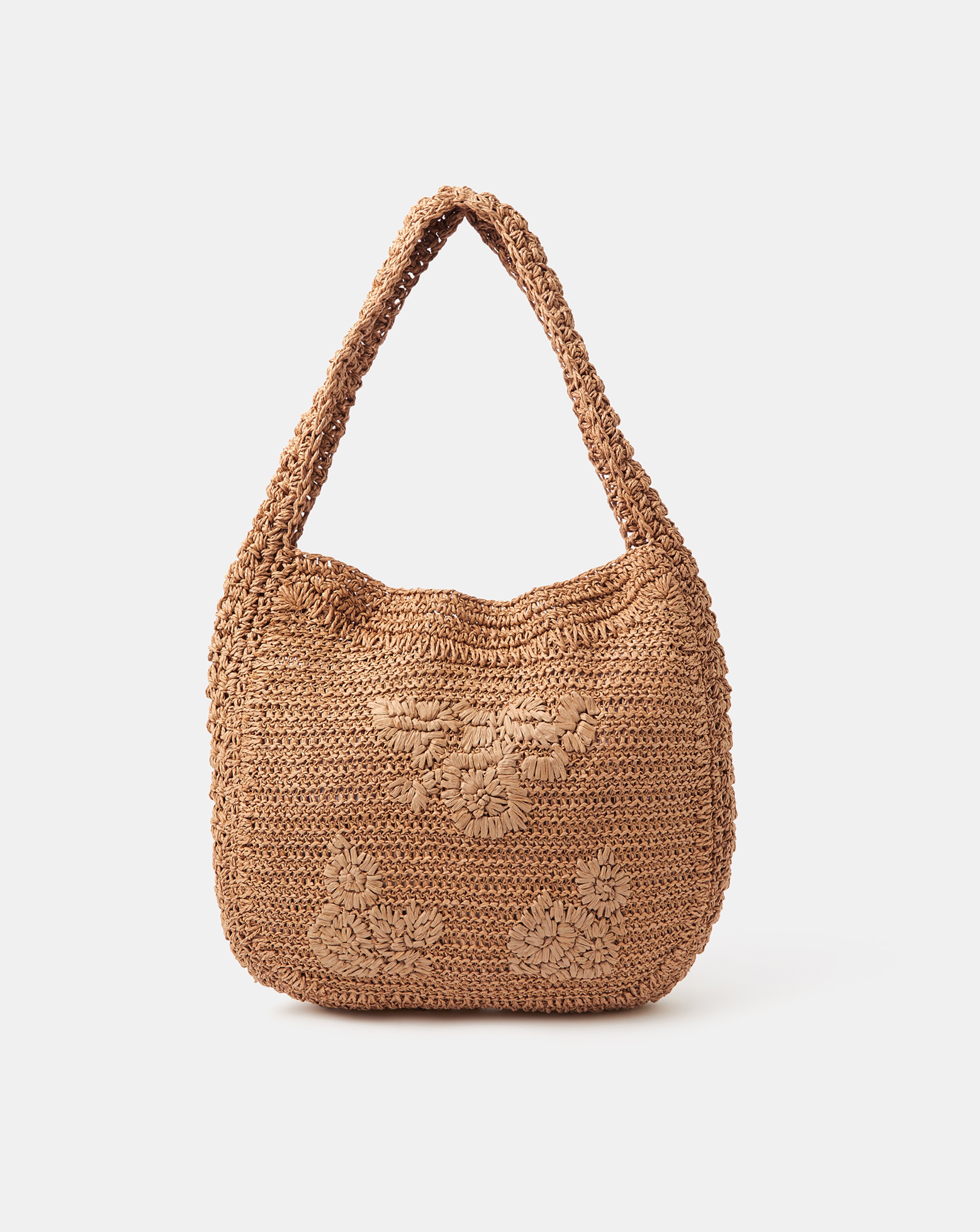 New In - Accessorize Slouchy Raffia Flower Bag