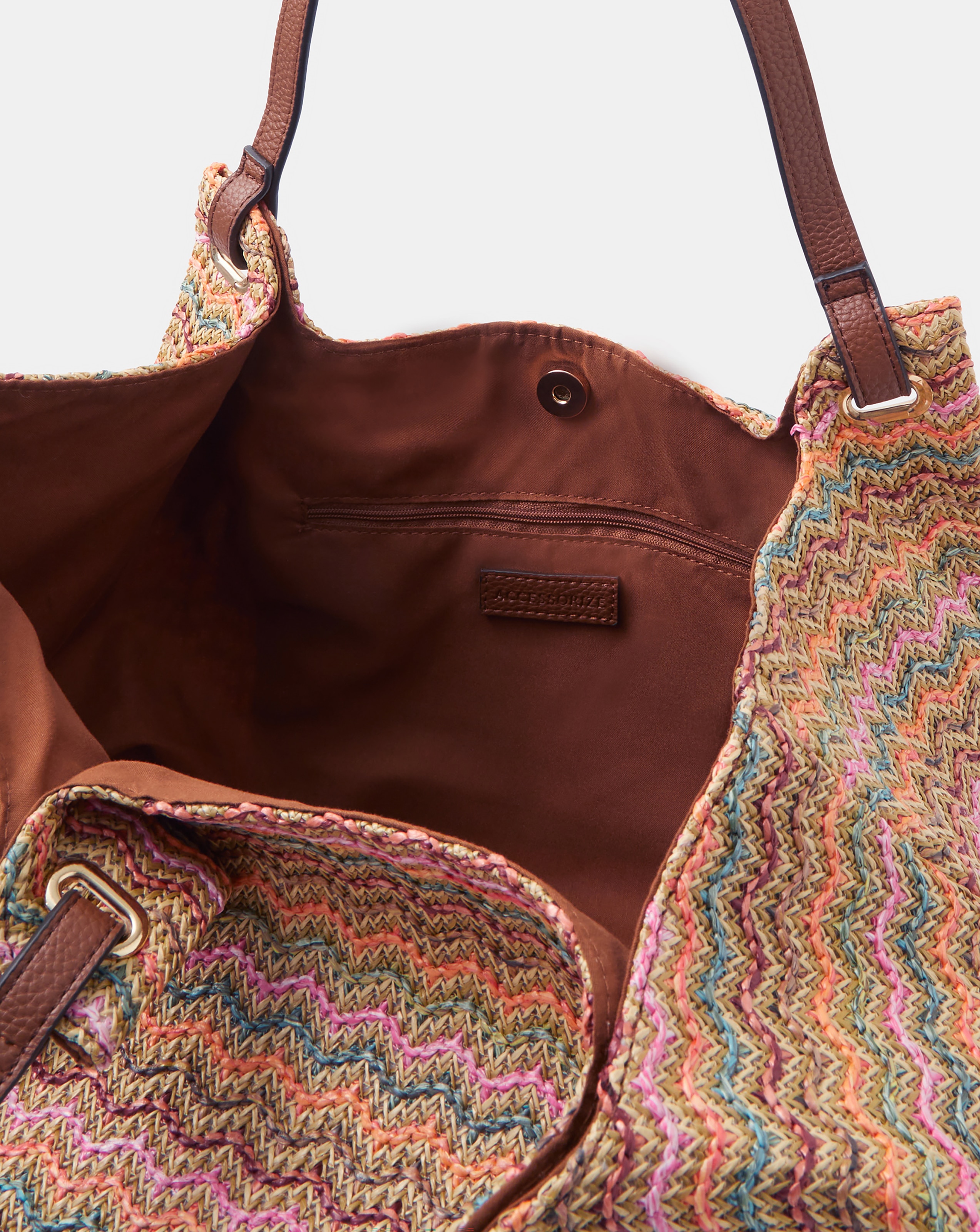 Accessorize Stripe Raffia Tote Bag | JD Williams