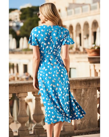 Sosandar Foil Spot Ity Wrap Midi Dress