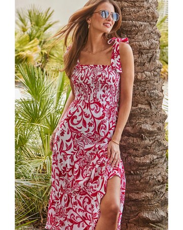 Sosander Paisley Print Tie Shoulder Midi Dress