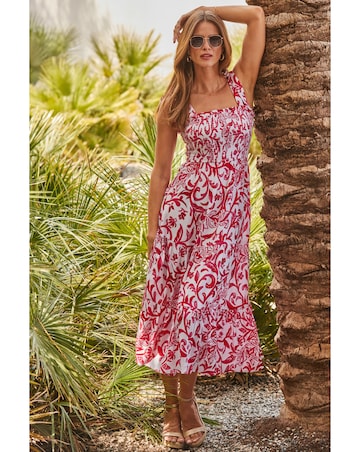 Sosander Paisley Print Tie Shoulder Midi Dress