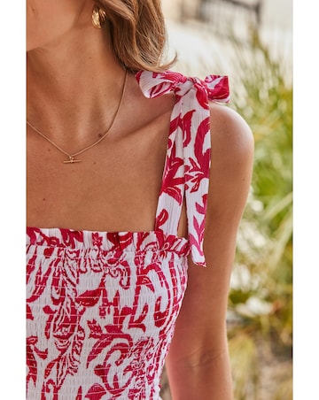 Sosander Paisley Print Tie Shoulder Midi Dress