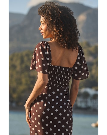 Sosander Spot Chiffon Frill Hem Midaxi Dress