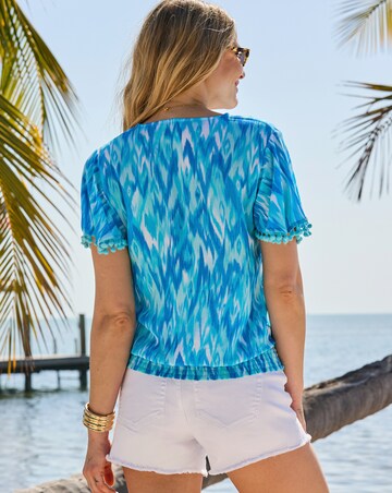 Sosander Pom Pom Detail Tie Neck Top