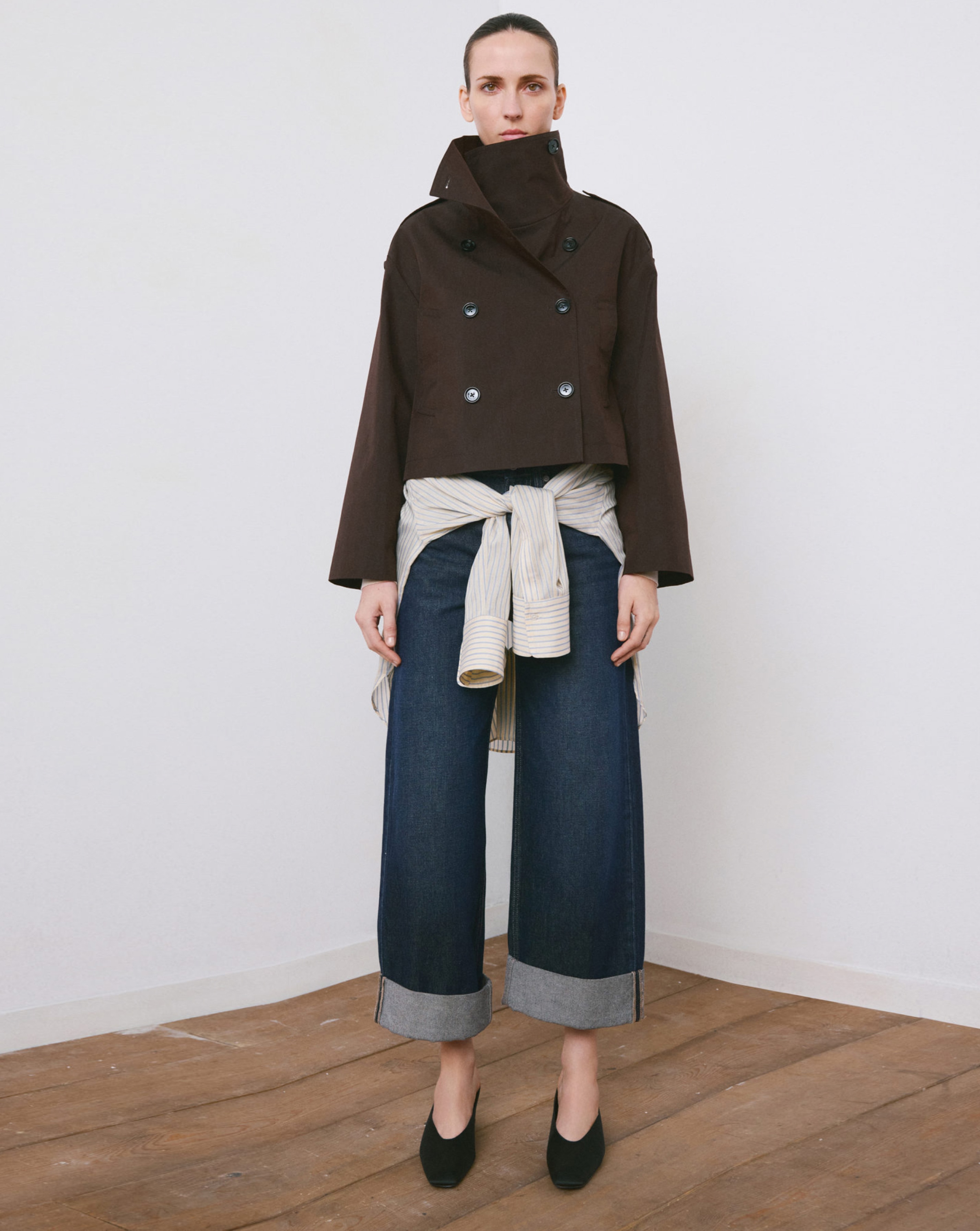 Mango Wide Leg Turned Up Hem Jean
