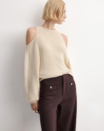 Mango Wide Leg Trouser With Button Detail