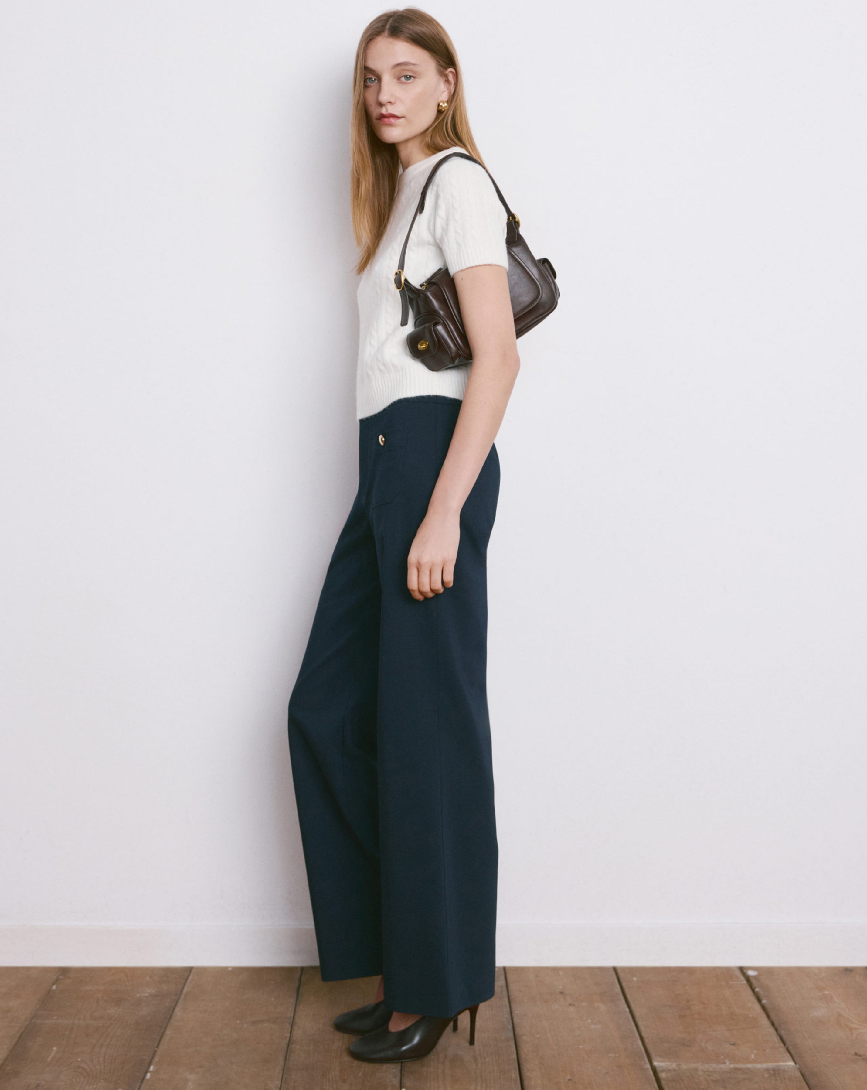 Mango Wide Leg Trouser Button Detail