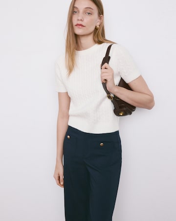 Mango Wide Leg Trouser With Button Detail