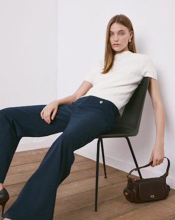 Mango Wide Leg Trouser With Button Detail